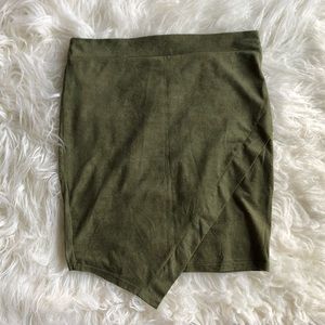 Army Green Faux Suede High Waisted Mini Skirt